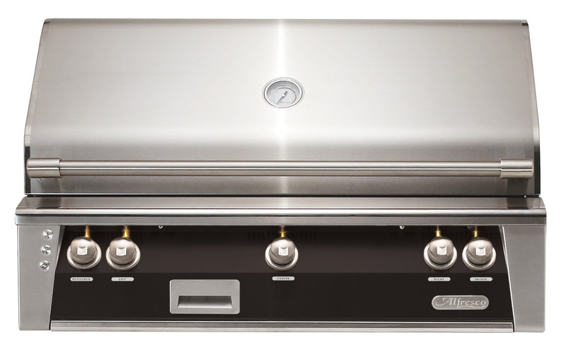 Alfresco ALXE 42-Inch Built-In Natural Gas Grill — Jet Black Matte — manufacturer front view