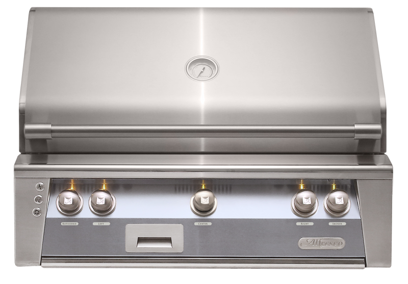 Alfresco ALXE 36-Inch Built-In Natural Gas Grill — Signal Gray Gloss — manufacturer front view