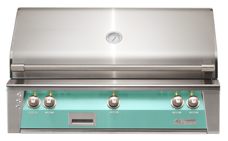 Alfresco ALXE 42-Inch Built-In Natural Gas Grill — Light Green Gloss — manufacturer front view