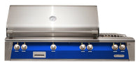 Alfresco ALXE 56-Inch Built-In Natural Gas Grill & Side Burners — Ultramarine Blue Gloss — manufacturer front view
