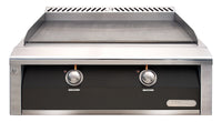 Alfresco 30-Inch Built-In Natural Gas Griddle — Jet Black Matte — manufacturer front view