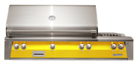 Alfresco ALXE 56-Inch Built-In Natural Gas Grill & Side Burners — Traffic Yellow Gloss — manufacturer front view