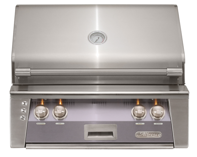 Alfresco ALXE 30-Inch Built-In Natural Gas Grill — Signal Gray Gloss — manufacturer front view