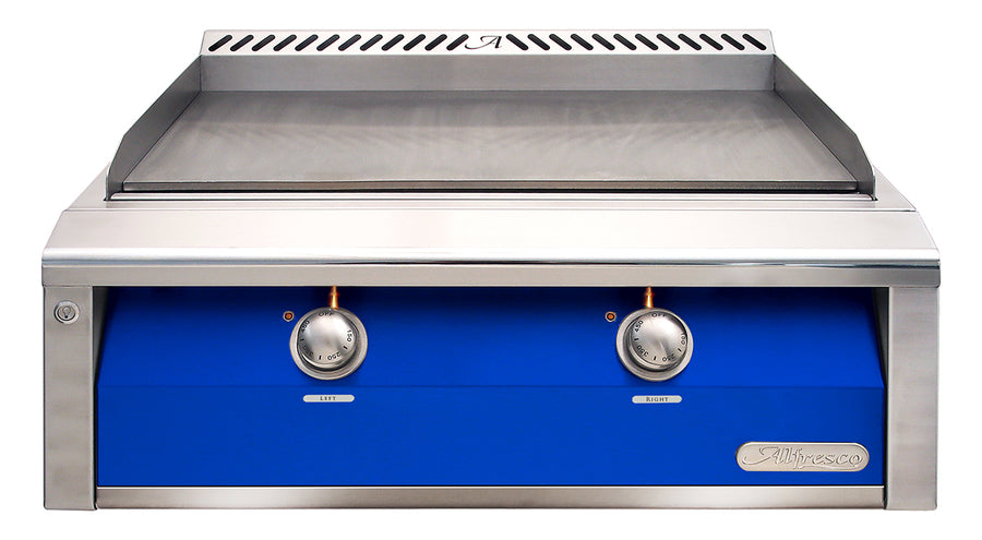 Alfresco 30-Inch Built-In Natural Gas Griddle — Ultramarine Blue Gloss