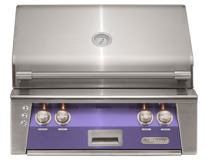 Alfresco ALXE 30-Inch Built-In Natural Gas Grill — Lilac / Blue Lilac Gloss — manufacturer front view