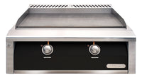 Alfresco 30-Inch Built-In Natural Gas Griddle — Jet Black Gloss — manufacturer front view
