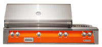 Alfresco ALXE 56-Inch Built-In Natural Gas Grill & Side Burners — Luminous Orange Gloss — manufacturer front view