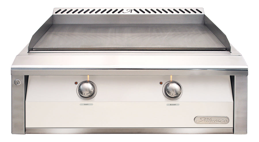 Alfresco 30-Inch Built-In Natural Gas Griddle — Signal White Matte