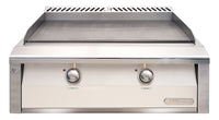 Alfresco 30-Inch Built-In Natural Gas Griddle — Signal White Gloss — manufacturer front view