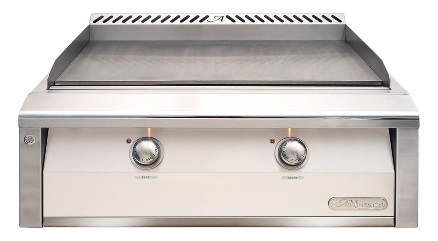 Alfresco 30-Inch Built-In Natural Gas Griddle — Signal White Gloss