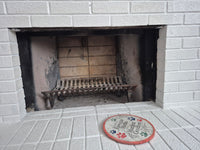 Reflection // Masonry // 34 3/8 W x 20" H // Flush Hearth // Overlap // Matte Black // Modern Handle // clear glass // Bifold