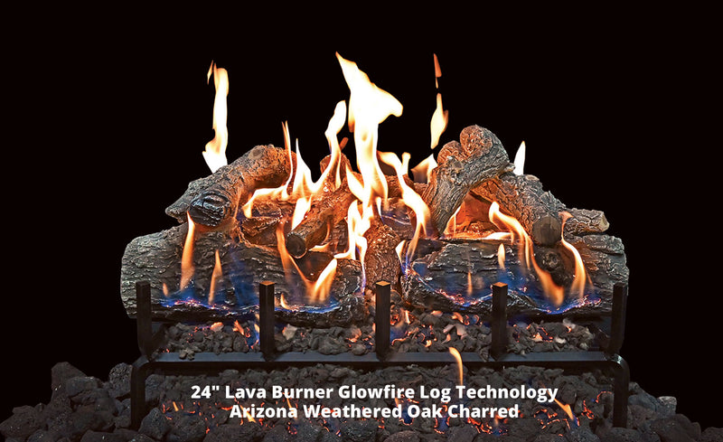 24" Glowfire Arizona Weathered Oak Charred Gas Log Set | Grand Canyon