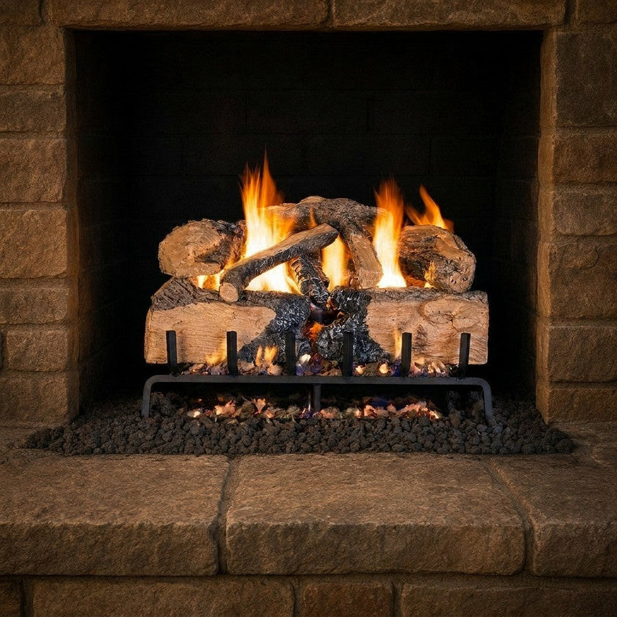 Charred Angel Split Oak Vented Gas Log Set