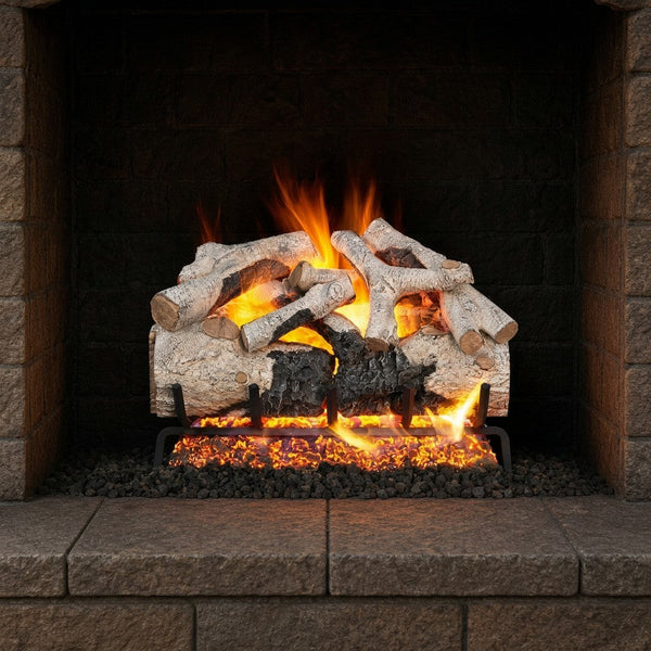 24-inch Charred Burnt Aspen Vented Gas Log Set by Real Fyre