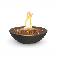 24-inch black lava Marseille Fire Bowl with wide opening and stainless steel star burner