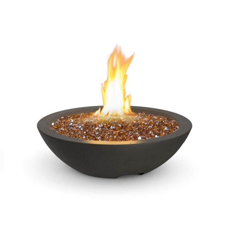 24-inch black lava Marseille Fire Bowl with wide opening and stainless steel star burner