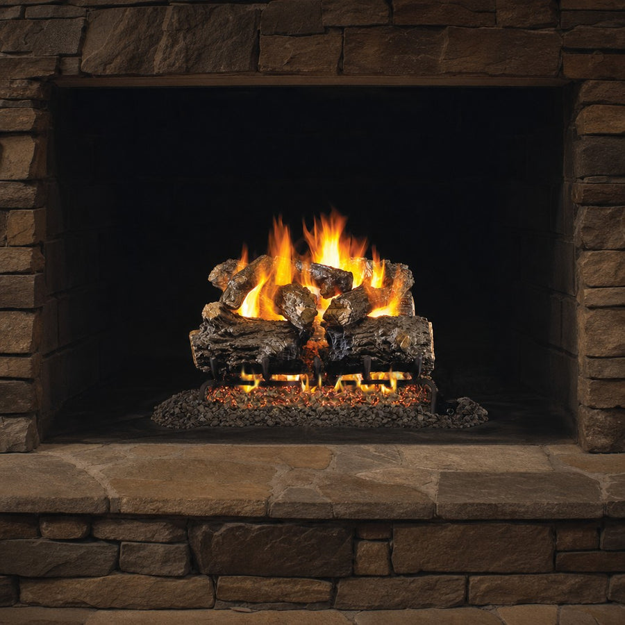 Burnt Rustic Oak ANSI Vented Gas Log Set