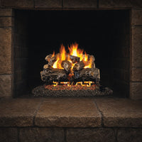 24" Burnt Rustic Oak Vented Gas Log Set | Real Fyre