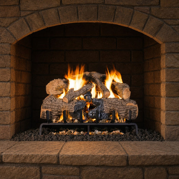 24" Charred Angel Oak Vented Gas Log Set | Real Fyre