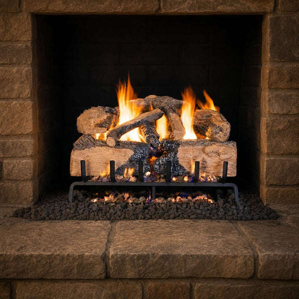 24" Charred Angel Split Oak Vented Gas Log Set | Real Fyre