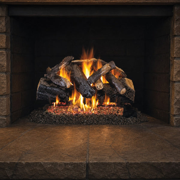 24" Charred Majestic Oak Vented Gas Log Set | Real Fyre