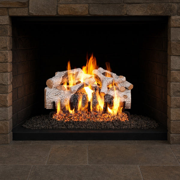 24" Charred Mountain Birch Vented Gas Log Set | Real Fyre
