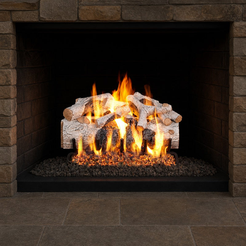 24" Charred Mountain Birch Vented Gas Log Set | Real Fyre