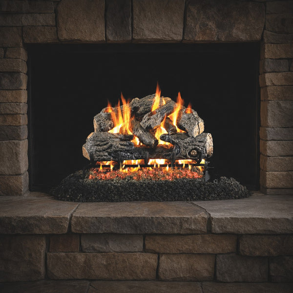 24" Charred Northern Oak Vented Gas Log Set | Real Fyre