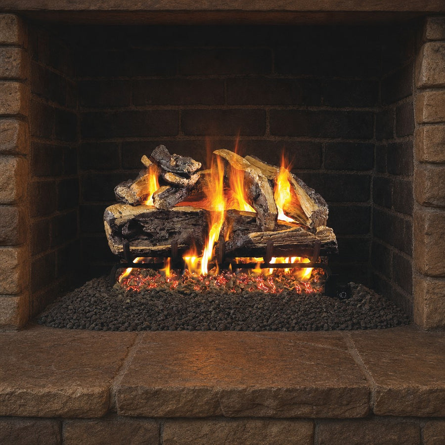 Charred Rugged Split Oak ANSI Vented Gas Log Set