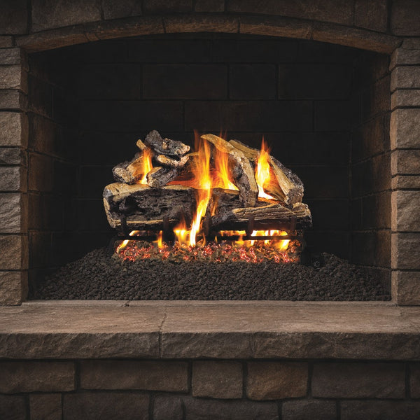 24" Charred Rugged Split Oak Vented Gas Log Set | Real Fyre