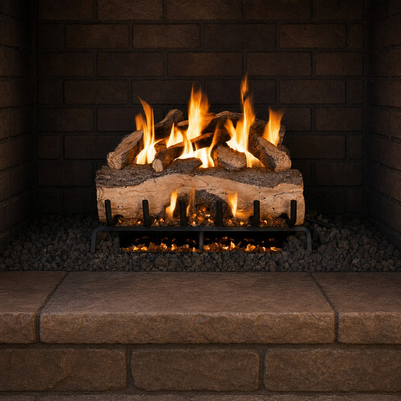 24" Mountain Crest Split Oak Vented Gas Log Set | Real Fyre