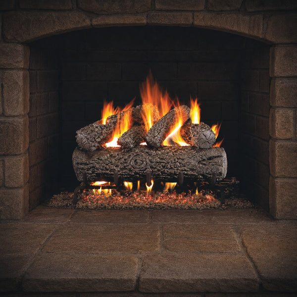 24" Post Oak Vented Gas Log Set | Real Fyre