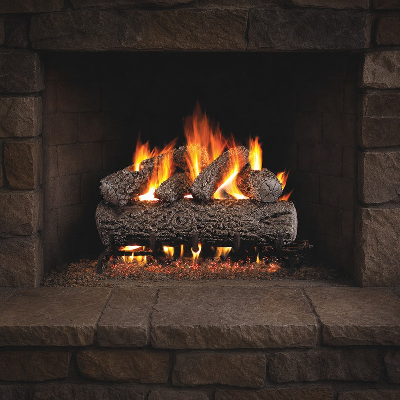 24" Post Oak Vented Gas Log Set | Real Fyre