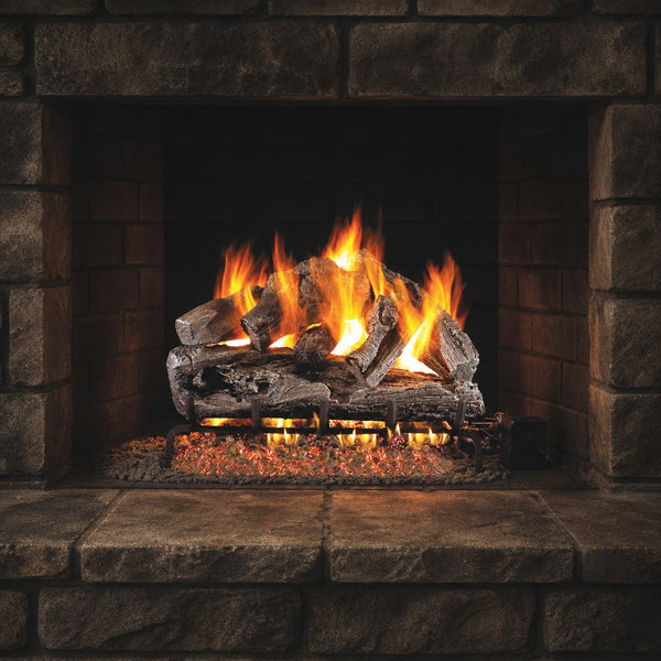 24" Rugged Oak Vented Gas Log Set | Real Fyre