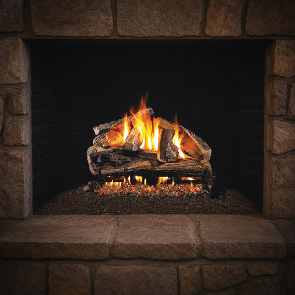 24" Rugged Split Oak Vented Gas Log Set | Real Fyre