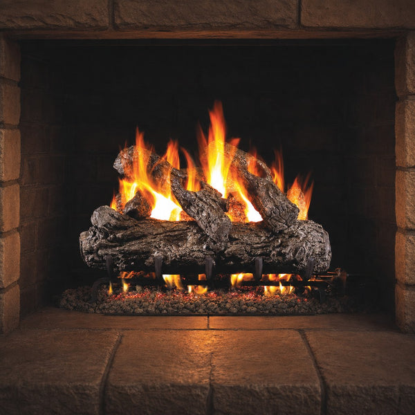24" Rustic Oak ANSI Vented Gas Log Set | Real Fyre