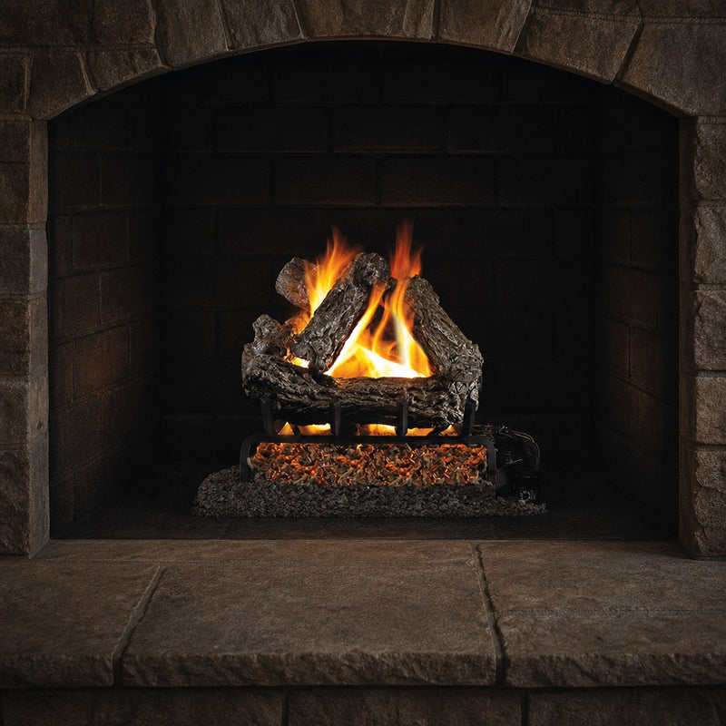 24" Rustic Oak ANSI Vented Gas Log Set | Real Fyre