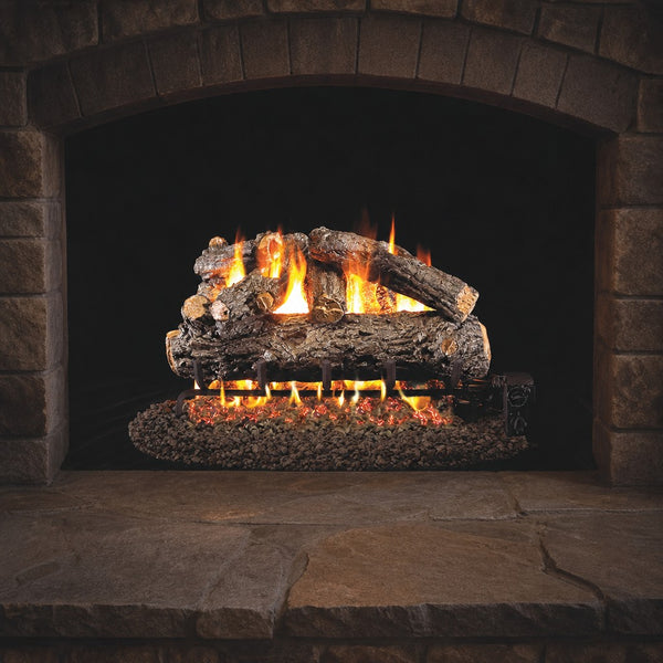 24" Rustic Oak Designer ANSI Vented Gas Log Set | Real Fyre