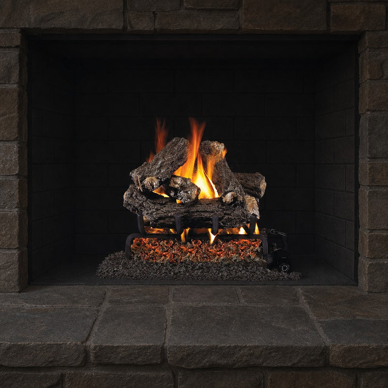 24" Rustic Oak Designer ANSI Vented Gas Log Set | Real Fyre