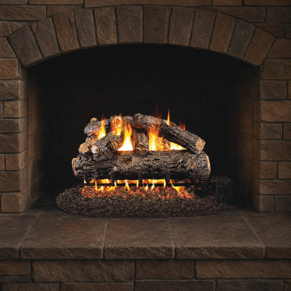24" Rustic Oak Designer Vented Gas Log Set | Real Fyre