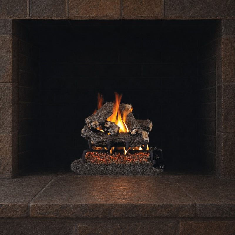 24" Rustic Oak Designer Vented Gas Log Set | Real Fyre