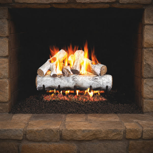 24" White Birch ANSI Vented Gas Log Set | Real Fyre