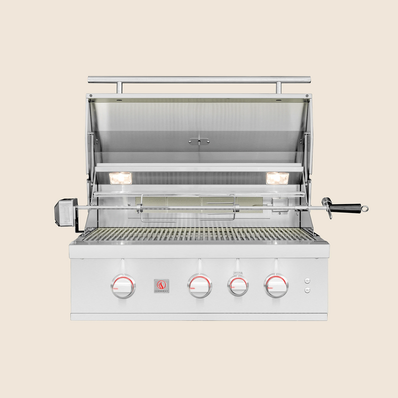 Summerset TRL Pro 32-Inch Built-In Gas Grill — lid open, manufacturer photograph