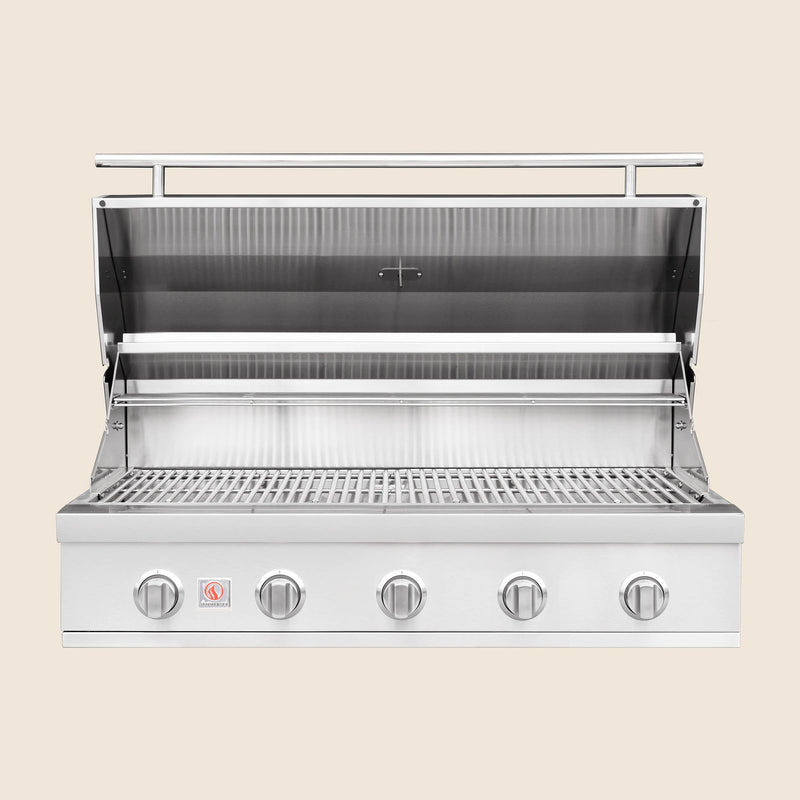 Summerset Sizzler 40-Inch Built-In Gas Grill — lid open, manufacturer photograph