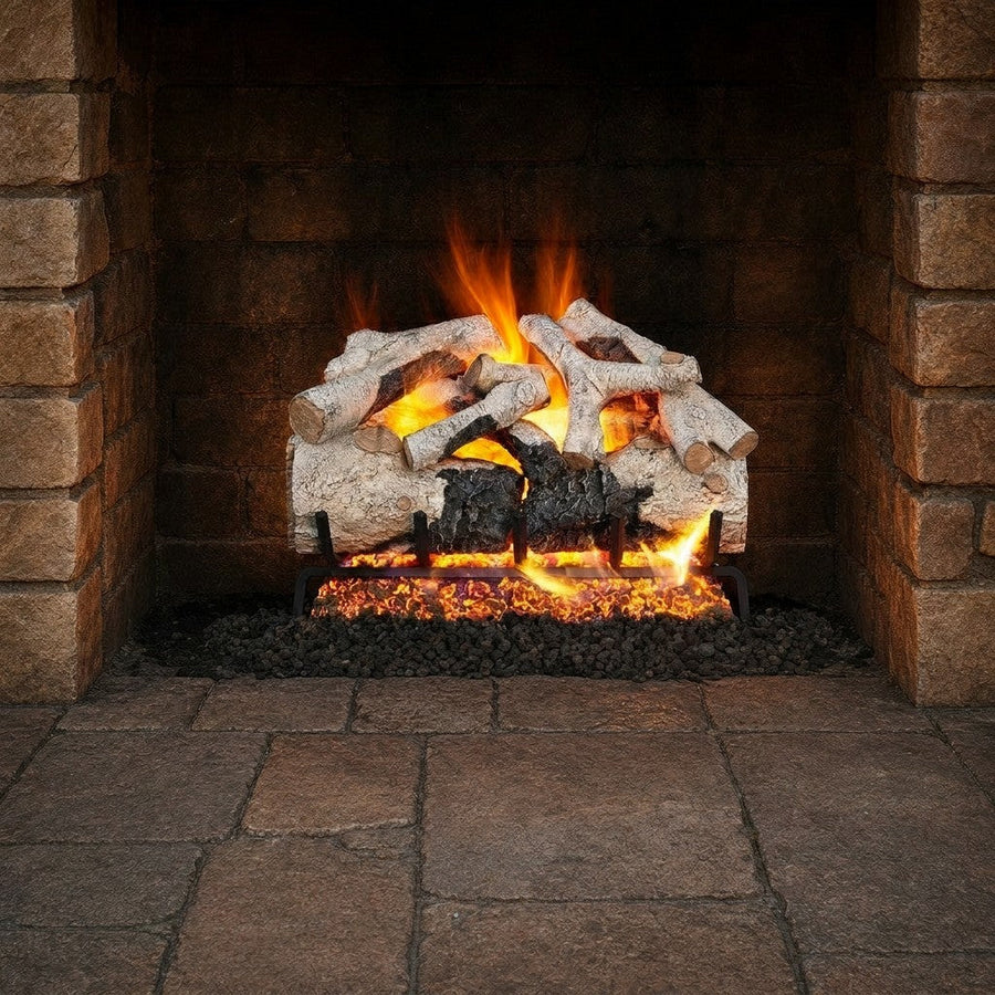 Charred Burnt Aspen Vented Gas Log Set