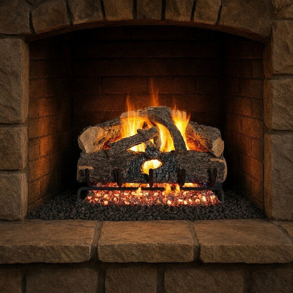 30-inch Charred Evergreen Oak Vented Gas Log Set by Real Fyre