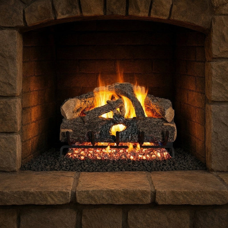 30-inch Charred Evergreen Oak Vented Gas Log Set by Real Fyre