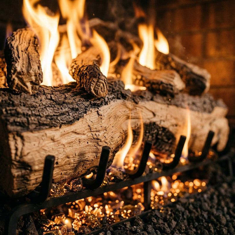 30" Mountain Crest Split Oak Vented Gas Log Set | Real Fyre
