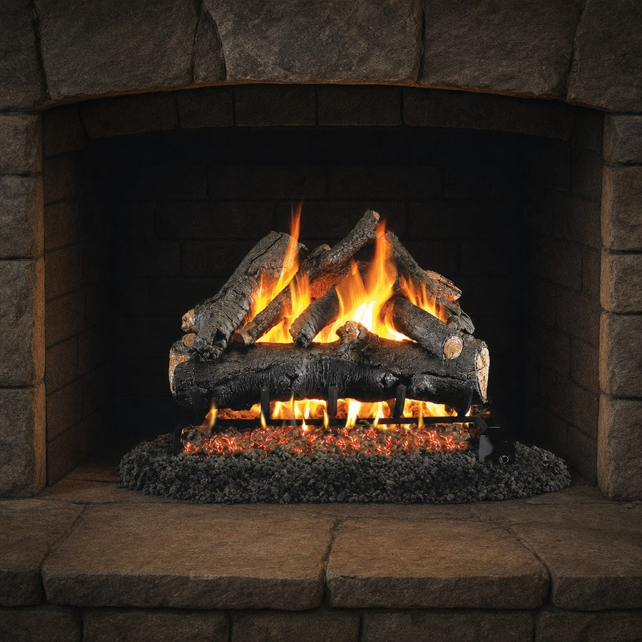 American Oak Vented Gas Log Set