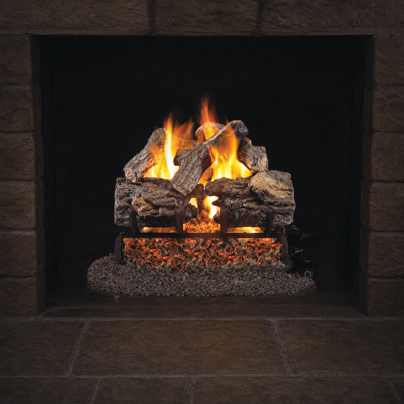 30" Burnt Rustic Oak ANSI Vented Gas Log Set | Real Fyre